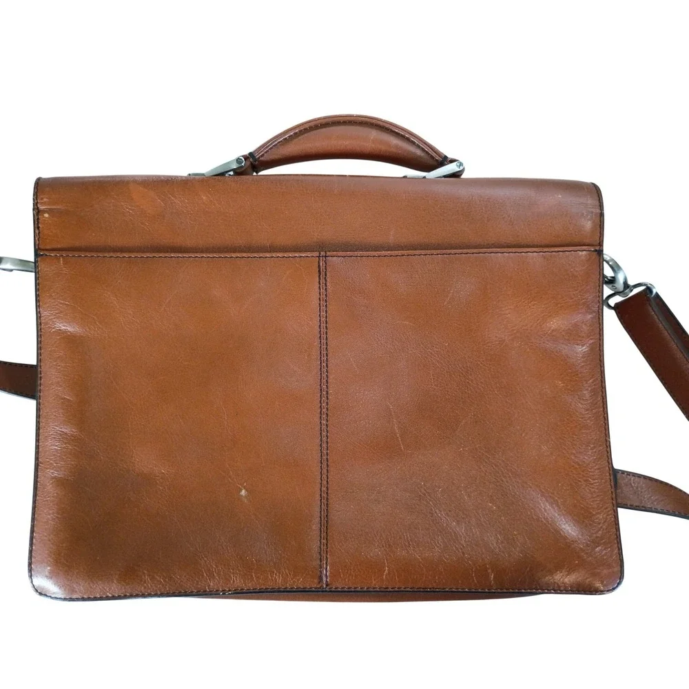 Kenneth Cole Reaction Brown Leather Briefcase Messenger Bag Laptop Work Bag‎